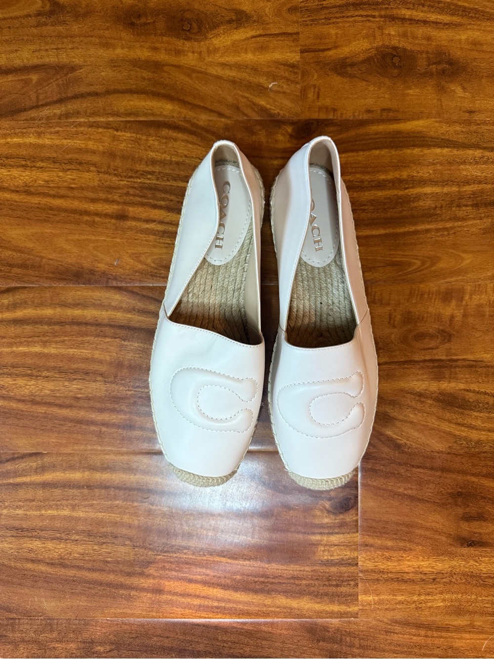 Coach Cream Leather Espadrille Slip-Ons